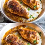 Delicious oven-baked chicken breast served with herbs and spices