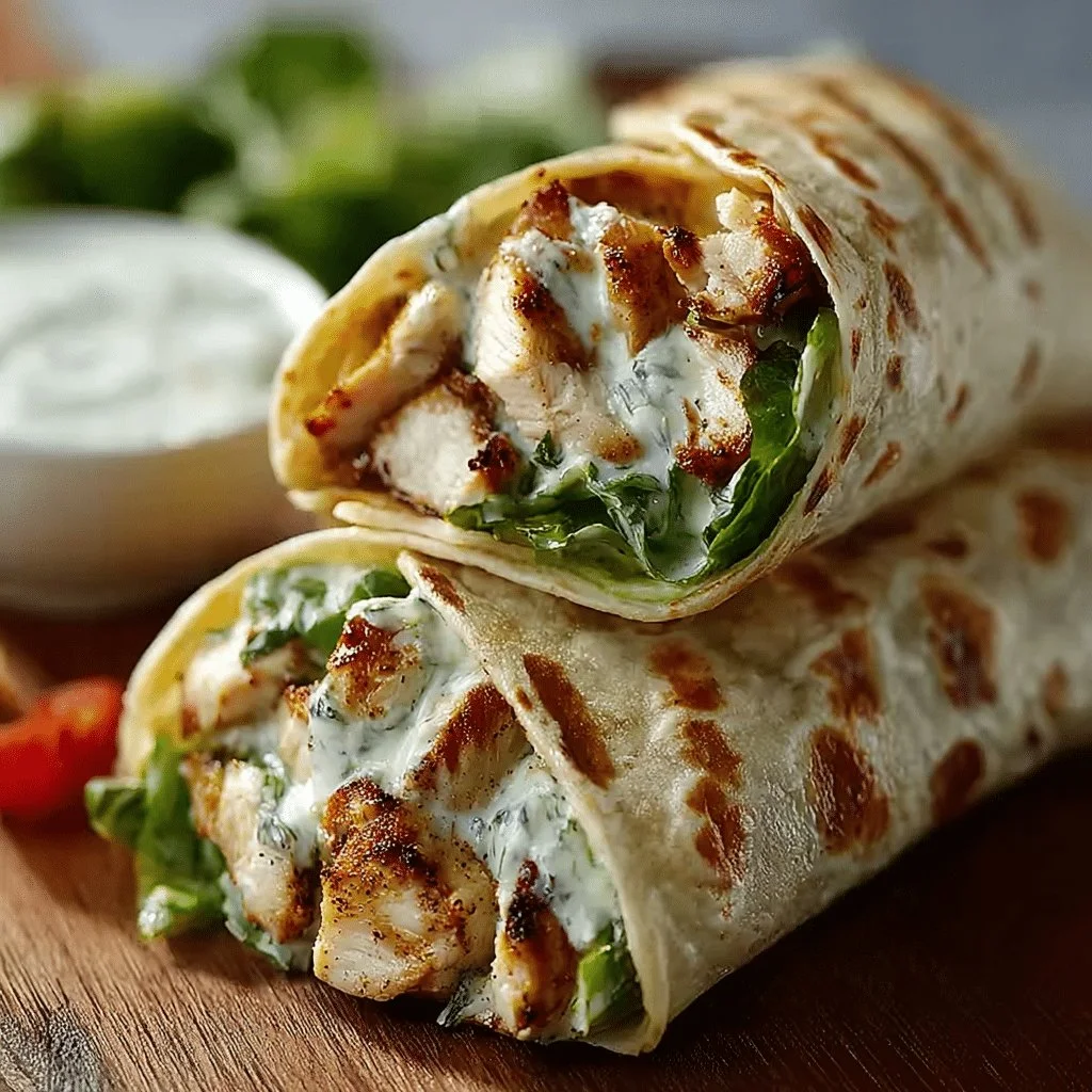 Creamy ranch chicken wraps served on a plate with fresh vegetables