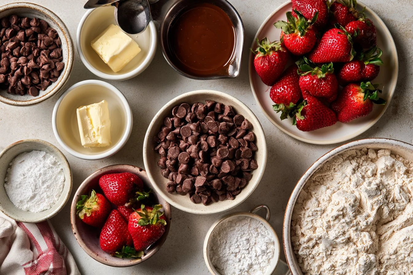 Chocolate Fudge Cake with Chocolate Truffle Dipped Strawberries